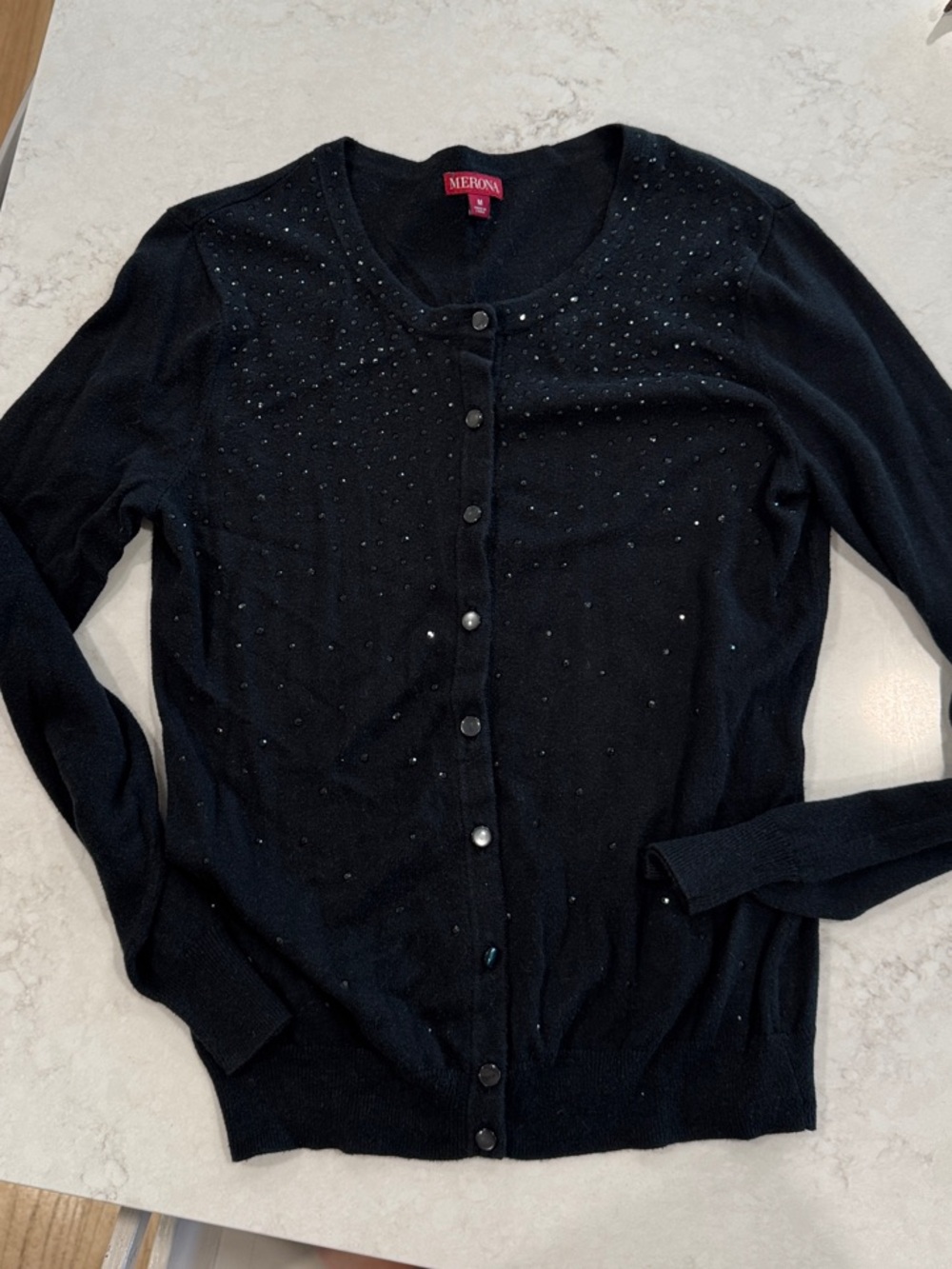 Merona Black Rhinestone Crewneck Cardigan
